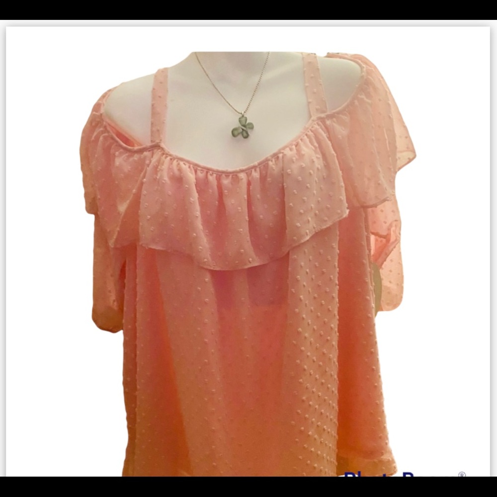 Boutique + rose pink Swiss dot  top